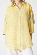 Printed Oversized Long Linen Shirt - PRINTED FABRIC - 36522 - 1