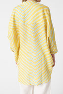 Printed Oversized Long Linen Shirt - PRINTED FABRIC - 36522 - 2