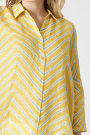 Printed Oversized Long Linen Shirt - PRINTED FABRIC - 36522 - 3