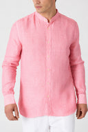 Linen Shirt with Mandarin Collar - GERANIUM SOF FADE - 36499 - 1