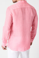 Linen Shirt with Mandarin Collar - GERANIUM SOF FADE - 36499 - 2