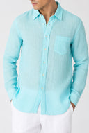 Regular Fit Linen Shirt - ARUBA BLUE SOFT FADE - 36502 - 1