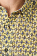 Printed Regular Fit Linen Pocket Shirt - WASHED-YELLOW PRINT - 36503 - 3