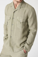 Linen Utility Camp Collar Shirt - CACTUS - 36504 - 1