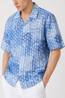Printed Linen Bowling Shirt - WASHED-BLUE PRINT - 36506 - 1