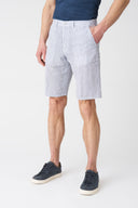 Striped Linen Bermuda Shorts - 1