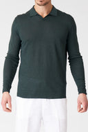 Linen Knit Polo Shirt - 1