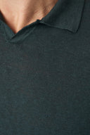 Linen Knit Polo Shirt - MILITARY - 36516 - 3
