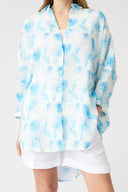 Printed Oversized Long Linen Shirt - 1