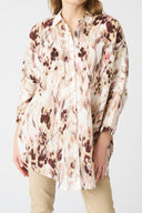 Printed Oversized Long Linen Shirt - 1