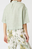 Boxy Linen Band Collar Shirt - 2