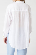 Linen Band Collar Blouse - 2