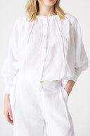 Linen Blouse with Embroidered inserts - 1