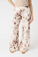 Printed Wide-Leg Linen Trousers - 1