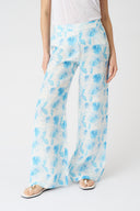Printed Wide-Leg Linen Trousers - 1