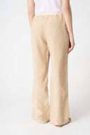 Linen Wide-Leg Drawstring Trousers - 2