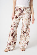 Printed Linen Wide-Leg Drawstring Trousers - 1