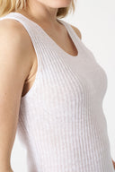 Ribbed Linen Knit Tank Top - WHITE SOLID - 36542 - 3