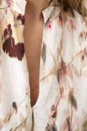 Oversized V-Neck Kaftan Dress - WASHED-PINK PRINT - 36546 - 3