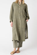 Textured Linen Long Shirt Dress - 1
