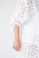 Sangallo Embroidered Linen Kimono Dress - WHITE - 36549 - 3