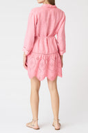 Embroidered Linen Mini Shirt Dress - 2