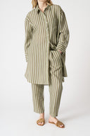 Striped Linen Shirt Dress - 1