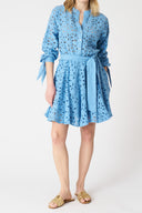 Embroidered Linen Mini Dress - 1
