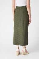 Embroidered Linen Button-Down Midi Skirt - 2