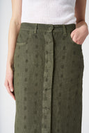 Embroidered Linen Button-Down Midi Skirt - CAFFE SOFT FADE - 36556 - 3