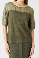 Linen Top with Silk Details - 1