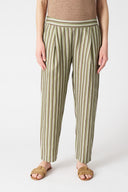 Striped Pleated Linen Trousers - WASHED - 36535 - 1