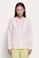 Regular Fit Linen Shirt with Openwork Detailing - 1
