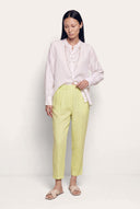 Regular Fit Linen Shirt with Openwork Detailing - 2