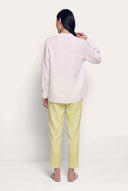 Regular Fit Linen Shirt with Openwork Detailing - WHITE - 35163 - 4