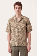 Short-Sleeved Regular Fit Printed Linen Shirt - 1