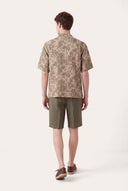 Short-Sleeved Regular Fit Printed Linen Shirt - CORDA - 35869 - 4