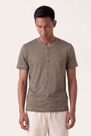 Regular Fit Linen Jersey Henley Shirt - 1
