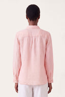 Relaxed V- Neck Linen Shirt - BOUQUET - 35697 - 3