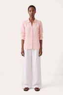 Relaxed V- Neck Linen Shirt - 2