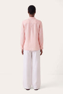 Relaxed V- Neck Linen Shirt - BOUQUET - 35697 - 4