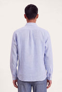 Regular Fit Linen Pocket Shirt - BLUE STRIP - 36358 - 3