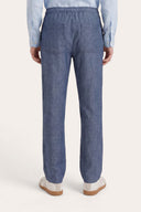 Regular Fit Drawstring Linen Trousers - WASHED BLU - 36360 - 3
