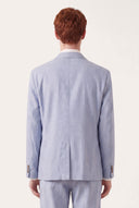Two Button Regular Fit Tailored Linen Blazer - SKY - 36366 - 3