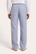 Regular Fit Drawstring Linen Trousers - SKY - 36359 - 3