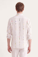 Contemporary Fit Printed Linen Shirt - WHITE - 33520 - 3
