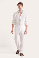Contemporary Fit Printed Linen Shirt - WHITE - 33520 - 2