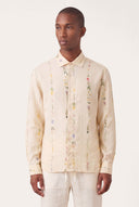 Contemporary Fit Printed Linen Shirt - BUTTER - 33521 - 1