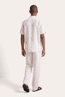 Short-Sleeved Regular Fit Printed Linen Shirt - WHITE - 33525 - 4