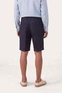 Regular Fit Chino-Style Linen Shorts - MARINE - 35149 - 3
